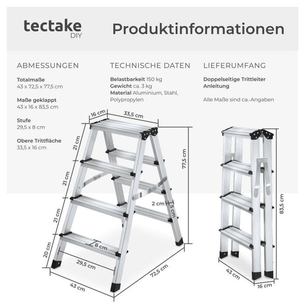 Doppelseitige Aluminium Trittleiter
