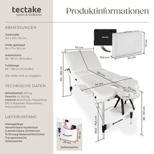 3 Zonen Massageliege Phuket weiss