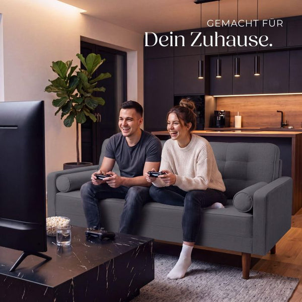 Sofa Skagen 2-Sitzer mit Federkern Samtoptik grau
