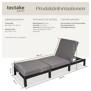Rattan Sonnenliege Sofia schwarz