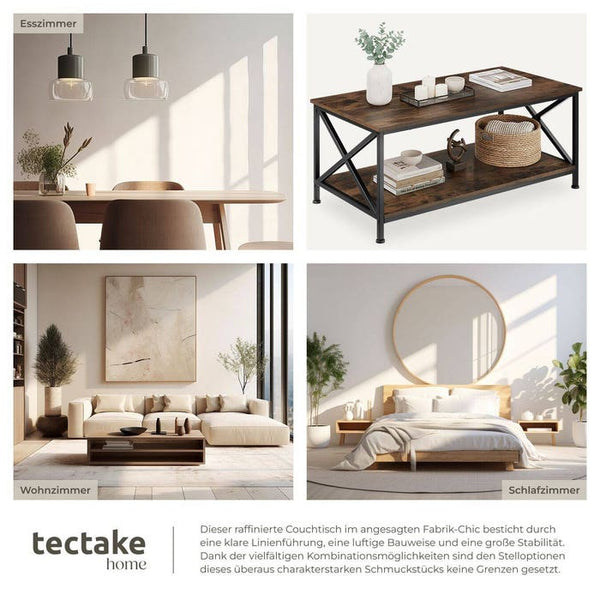 Couchtisch Pittsburgh Industrial Holz dunkel, rustikal