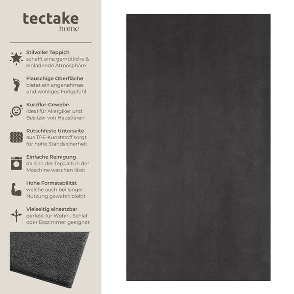 Tapis à poils courts Soft Zone anthracite 80 x 150 cm 