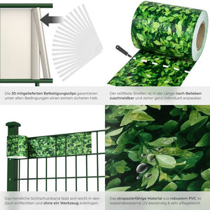 PVC privacy screen film, green leaves, 70 m²