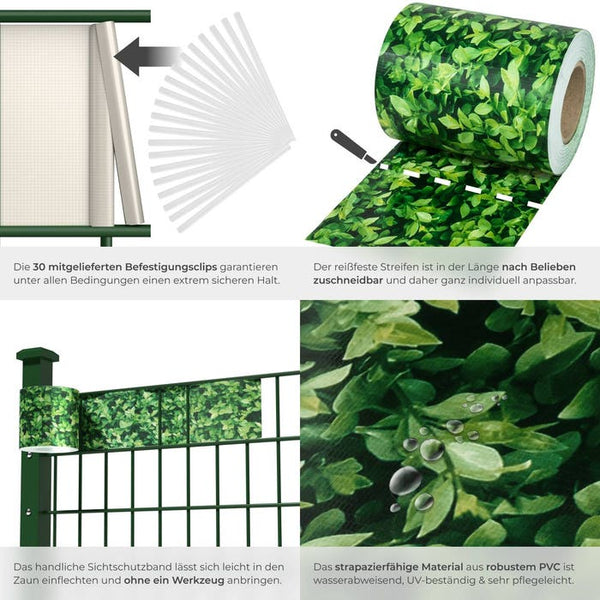 PVC privacy screen film, green leaves, 70 m²