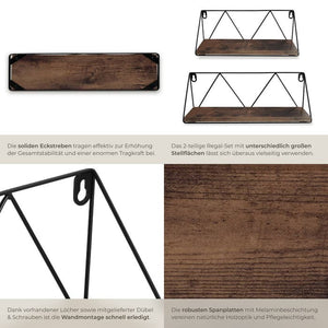 2 Rockport Industrial hanging shelves, dark brown
