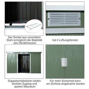 Gerätehaus Gartenhaus Geräteschuppen Hellgrün 280 x 130 x 172 cm