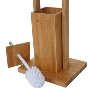 Badezimmerset WC-Papierhalter Klopapierhalter Badematte Badvorleger Set Bambus