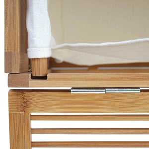 Wäschetruhe HWC-B18, Wäschebox Wäschekorb Wäschesammler, Bambus 61x50x35cm