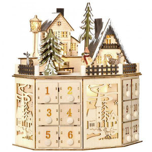 Adventskalender mit LED-Lichtern 25 cm x 20 cm x 29 cm