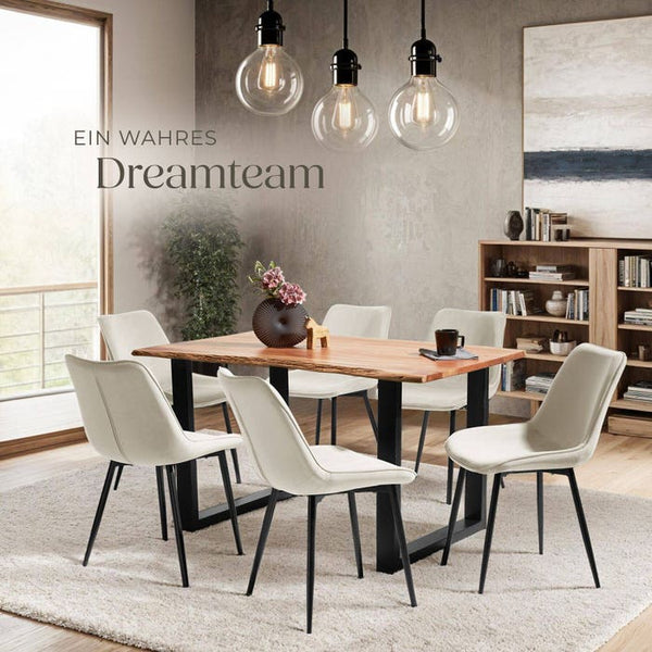 6er Set Stuhl Monroe Samtoptik creme
