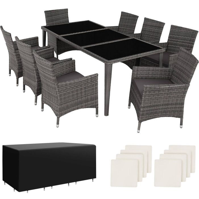 Aluminium Rattan Sitzgruppe Menorca grau
