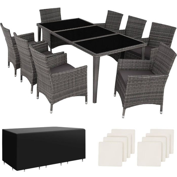 Aluminium Rattan Sitzgruppe Menorca grau