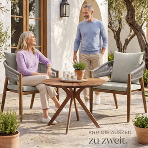 3-teiliges Gartenset Tisch und 2 Stühle Akazienholz greige