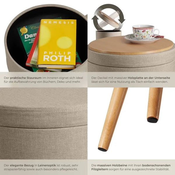 Sitzhocker mit Stauraum Yara Sand
