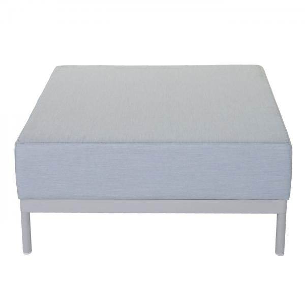 Alu-Garten-Garnitur HWC-C47, Sofa, Outdoor Stoff/Textil ~ blau mit Ablage, Kissen braun