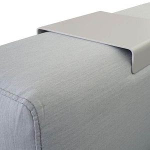 Alu-Garten-Garnitur HWC-C47, Sofa, Outdoor Stoff/Textil ~ blau mit Ablage, Kissen braun