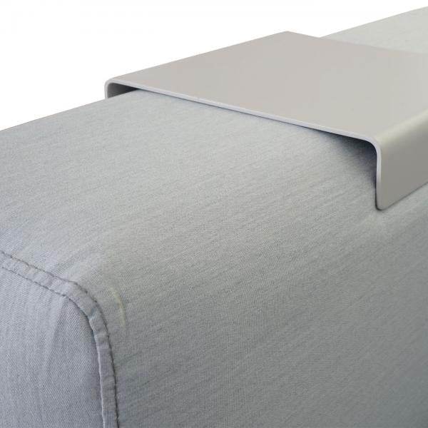 Alu-Garten-Garnitur HWC-C47, Sofa, Outdoor Stoff/Textil ~ blau mit Ablage, Kissen braun