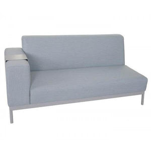 Alu-Garten-Garnitur HWC-C47, Sofa, Outdoor Stoff/Textil ~ blau mit Ablage, Kissen braun