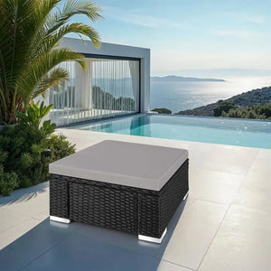 Rattan Sitzhocker Bitonto schwarz/grau