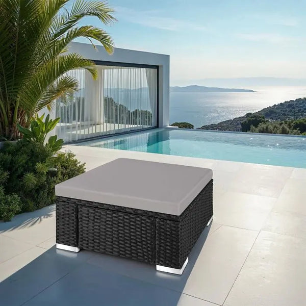 Rattan Sitzhocker Bitonto schwarz/grau