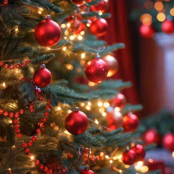 Set of 86 red Christmas baubles