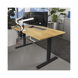 CONTINI höhenverstellbarer Bürotisch 1.4x0.8m Eiche / Gestell ET225E schwarz RAL 9005