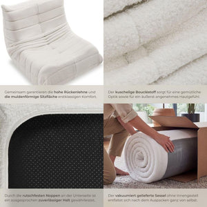 Relaxsessel Logo Premiumschaumstoff Bouclé creme