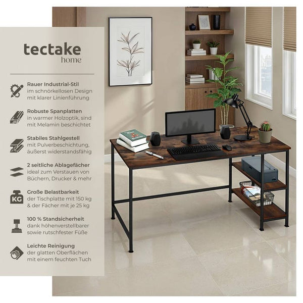 Computer-Schreibtisch Canton 120x60x75,5cm Industrial dunkelbraun