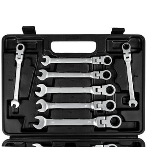 Ratschenschlüssel-Set 12-tlg. mit Gelenkköpfen 8 bis 22 mm