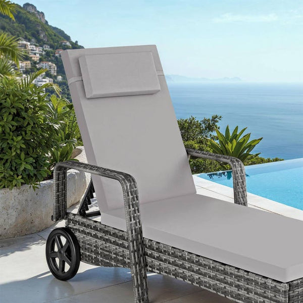 Rattan Sonnenliege grau/hellgrau