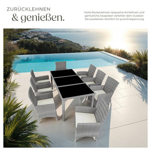 Aluminium Rattan Sitzgruppe Menorca hellgrau