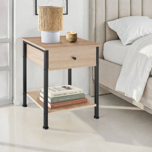 Nachttisch Bradford 40x40x55,5cm Industrial Holz hell, Eiche Sonoma