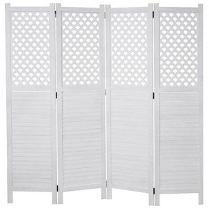 Paravent HWC-A84, Raumteiler Trennwand Sichtschutz, Ornamente 170x161cm ~ weiß
