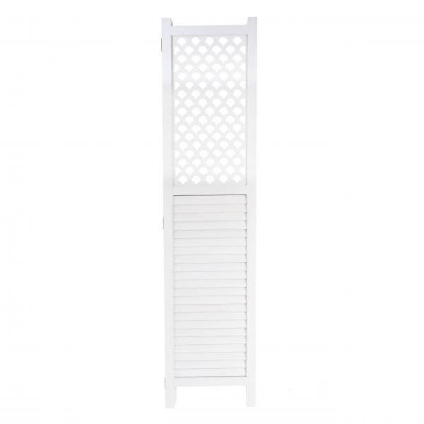 Paravent HWC-A84, Raumteiler Trennwand Sichtschutz, Ornamente 170x245cm ~ weiss