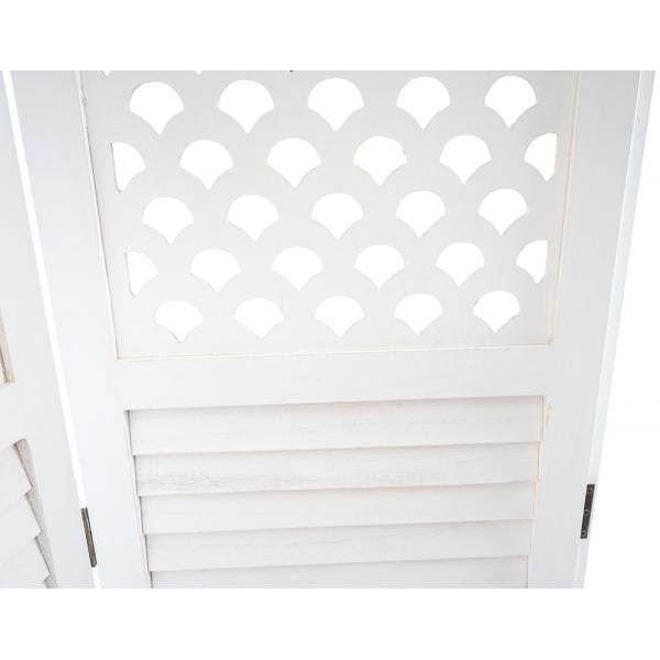 Paravent HWC-A84, Raumteiler Trennwand Sichtschutz, Ornamente 170x245cm ~ weiss