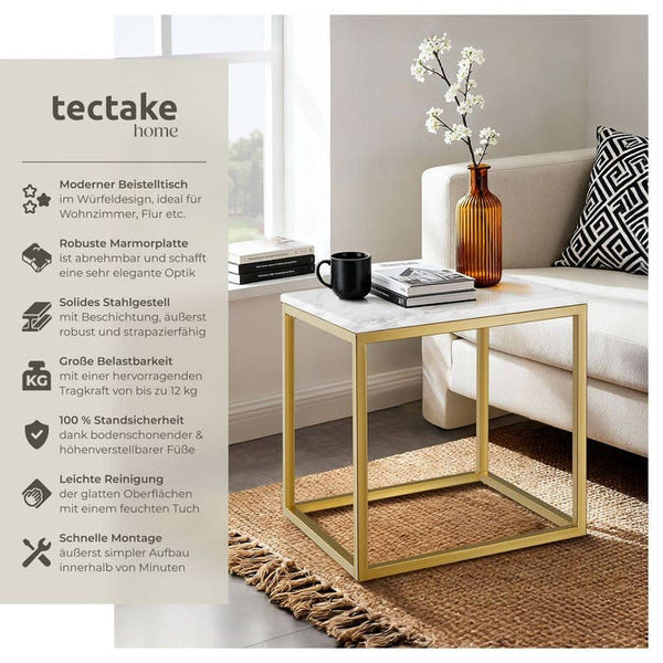 Marmor-Beistelltisch Alysia gold/weiss