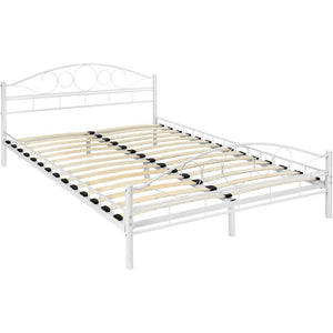 Metallbett mit Lattenrost im romantischen Design weiss/weiss 200 x 140 cm