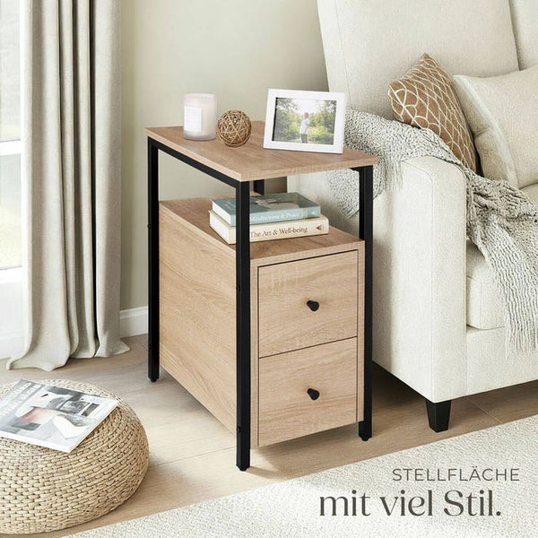 Nachttisch Tullamore Industrial Holz hell, Eiche Sonoma