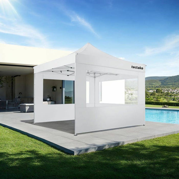 Faltbarer Garten Pavillon 3x3m mit 4 Seitenteilen weiss