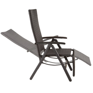 Rattanstuhl Brisbane klappbar mit Aluminiumgestell und Fussablage schwarz