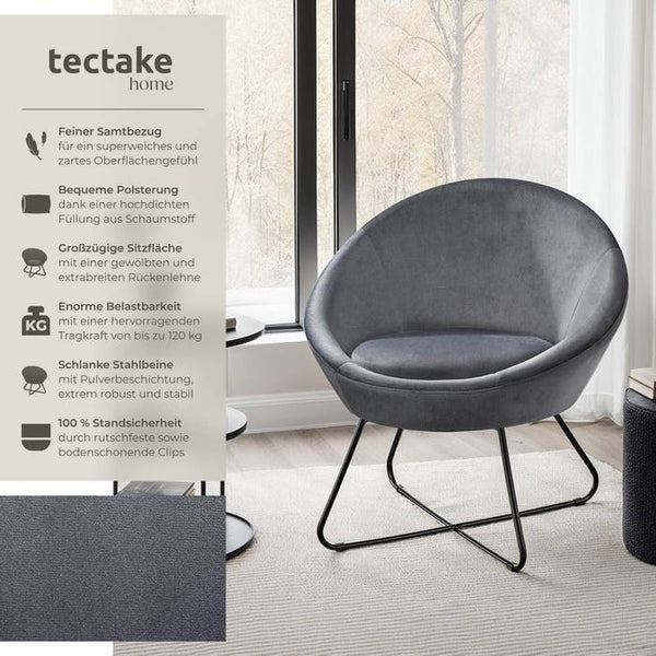Cocktailsessel Centera Samtoptik anthrazit
