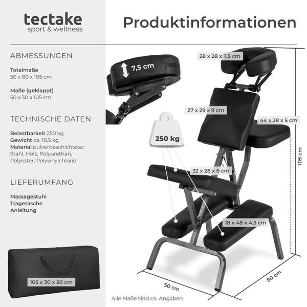 Massagestuhl aus Kunstleder schwarz