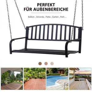 Hängebank 2-Sitzer Gartenschaukel Schaukelbank Schwebebank mit Ketten Metall Schwarz