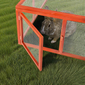 Kaninchenstall mit 4 Türen 181x90x48cm braun