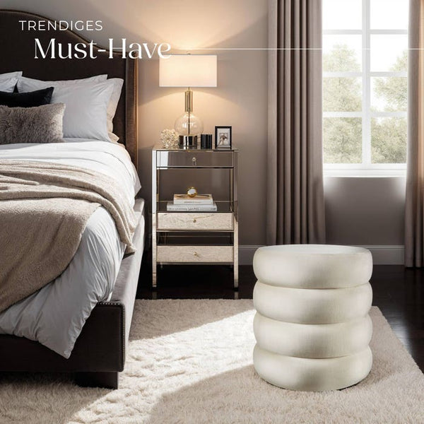 Sitzhocker Altu Samtoptik creme-weiss