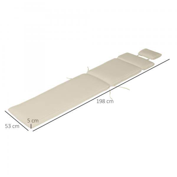 Liegenauflage Liegenpolster abnehmbar Bezug Cremeweiss 198 x 53 x 5 cm