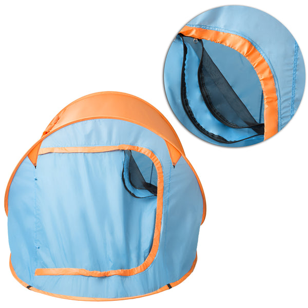 Tente pliante, bleue/orange