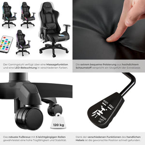 Tartaros gaming chair, black/black 