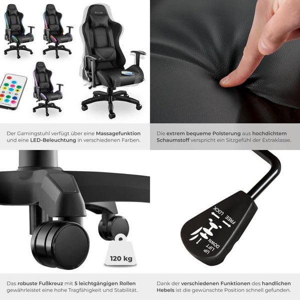 Tartaros gaming chair, black/black 