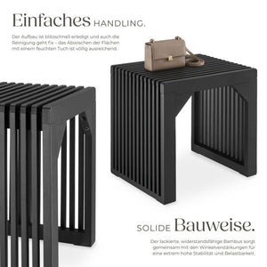 Hocker Ribb Lamellenoptik schwarz 45 x 35 x 43 cm